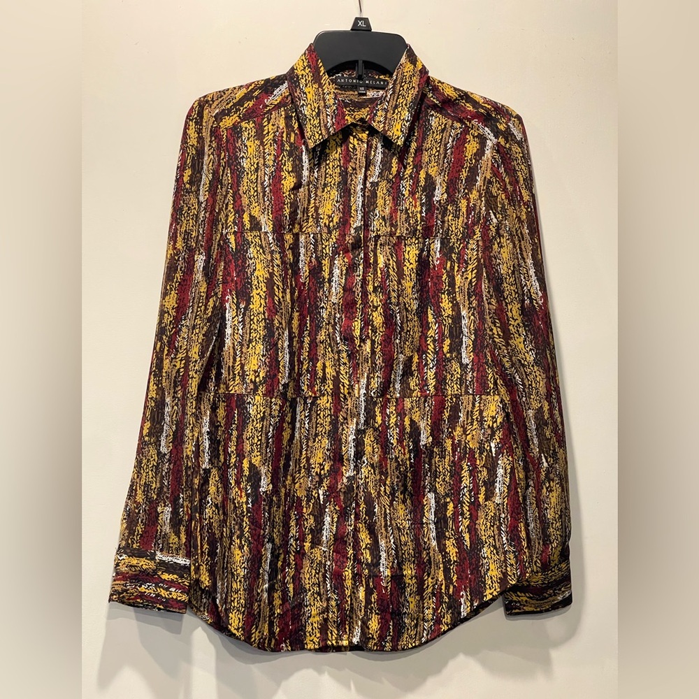 ANTONIO MELANI Red and Yellow Patterned Blouse